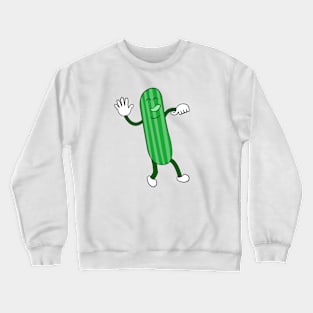 Happy, Friendly, Dancing Cucumber Funny Cartoon Crewneck Sweatshirt